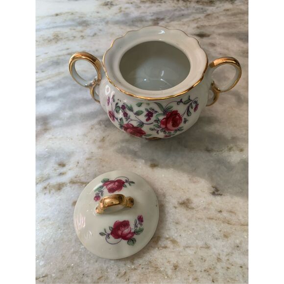 Pink China Vintage Floral Cream and Sugar Bowl #coffee #tea #roses - Picture 3 of 8